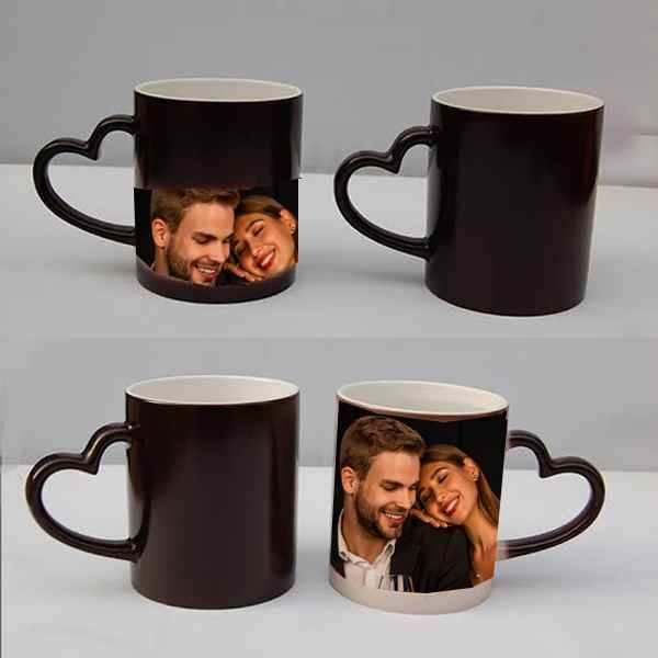 Sublimation heart handle magic mug